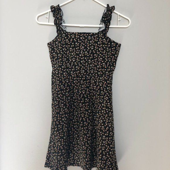 Black Floral Skater Dress, Size Medium - Picture 1 of 3